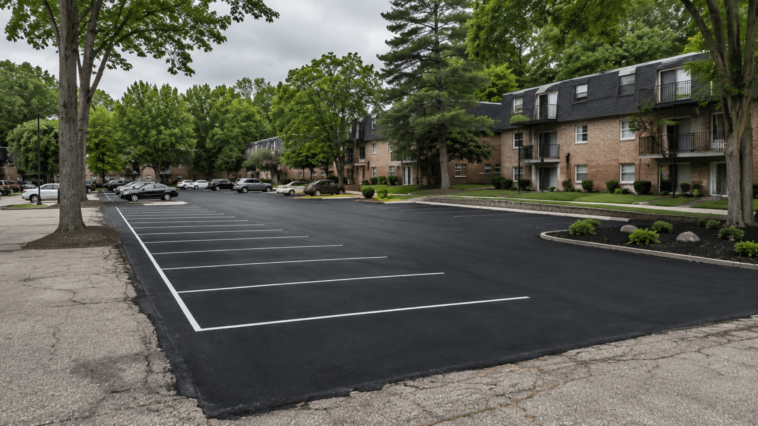 Resurfaced HOA parking area in Westborough